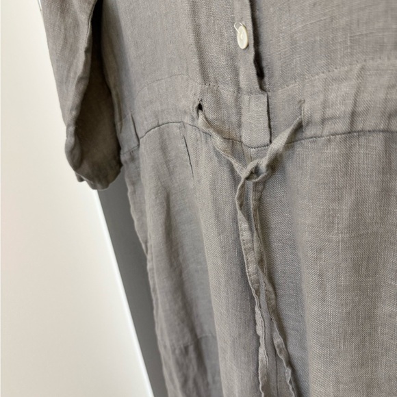 Pistache M MINT/NEW linen (100 percent linen) Wide Leg Jumpsuit with Relaxed Fit - Picture 6 of 15